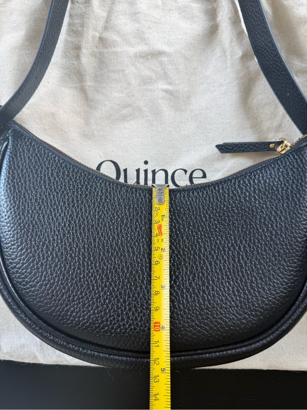 Quince Black Crescent Leather Shoulder Bag - Picture 8 of 9